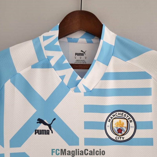 Maglia Manchester City Pre Match Azul Blanco 2022/2023